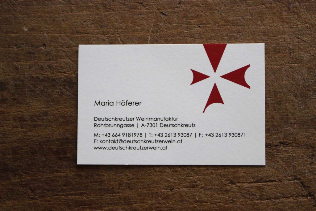 Visitenkarten für die Deutschkreutzer Weinmanufaktur