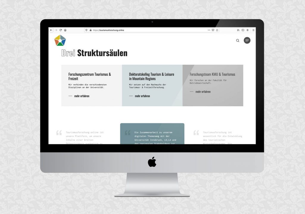 Website für Tourismusforschung online der Uni Innsbruck | © fein fein