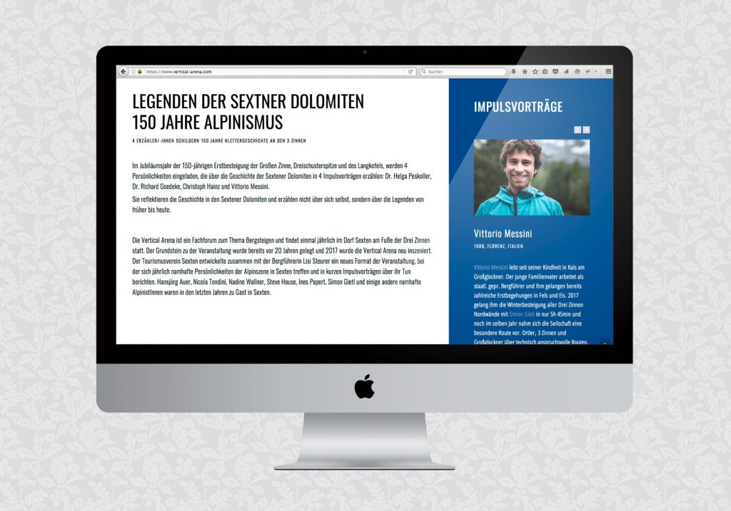 Website für die Vertical Arena | © fein fein