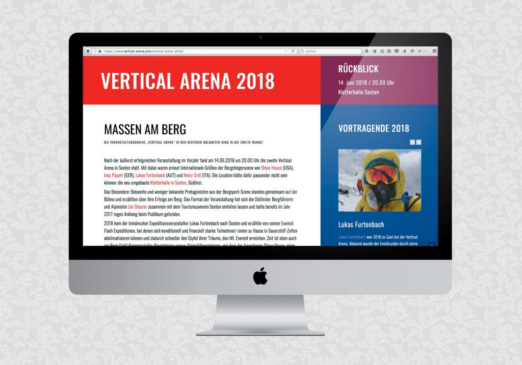 Website für die Vertical Arena | © fein fein