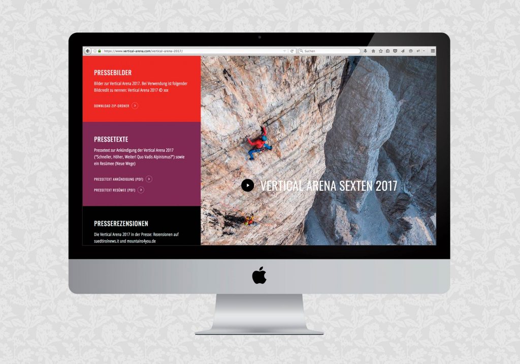 Website für die Vertical Arena | © fein fein