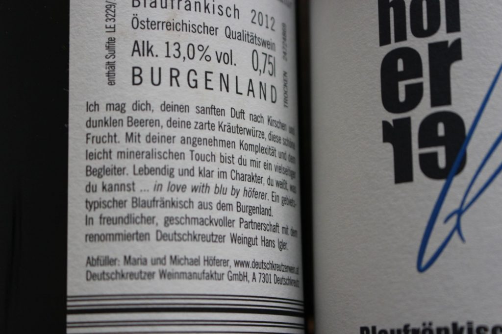 Weinlinie »blu« für die Deutschkreutzer Weinmanufaktur