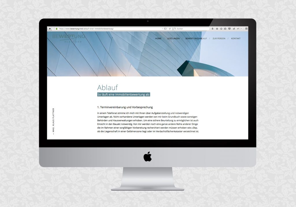 Website für Plattner Immobilienbewertung / fein fein