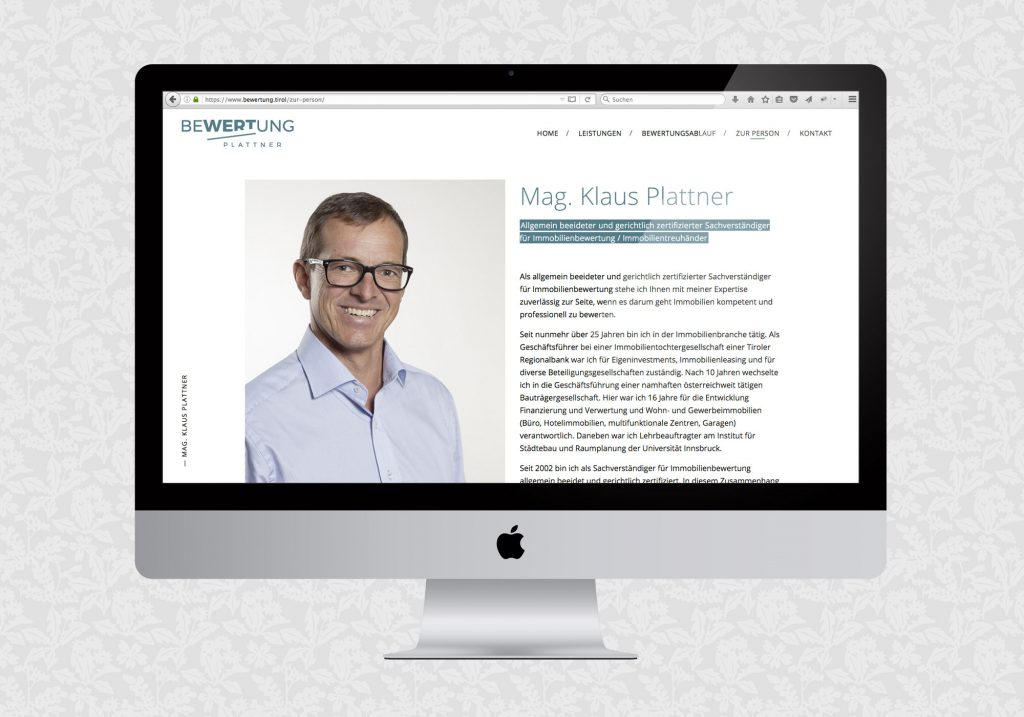 Website für Plattner Immobilienbewertung / fein fein