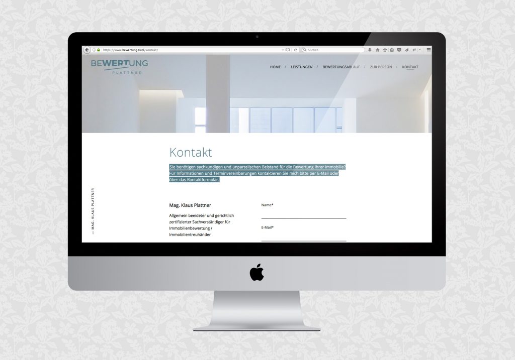 Website für Plattner Immobilienbewertung / fein fein