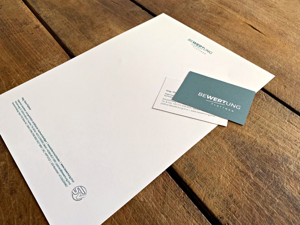 Corporate Design und Geschäftsausstattung für Bewertung Plattner | © fein fein