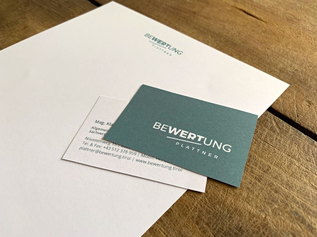 Corporate Design und Geschäftsausstattung für Bewertung Plattner | © fein fein