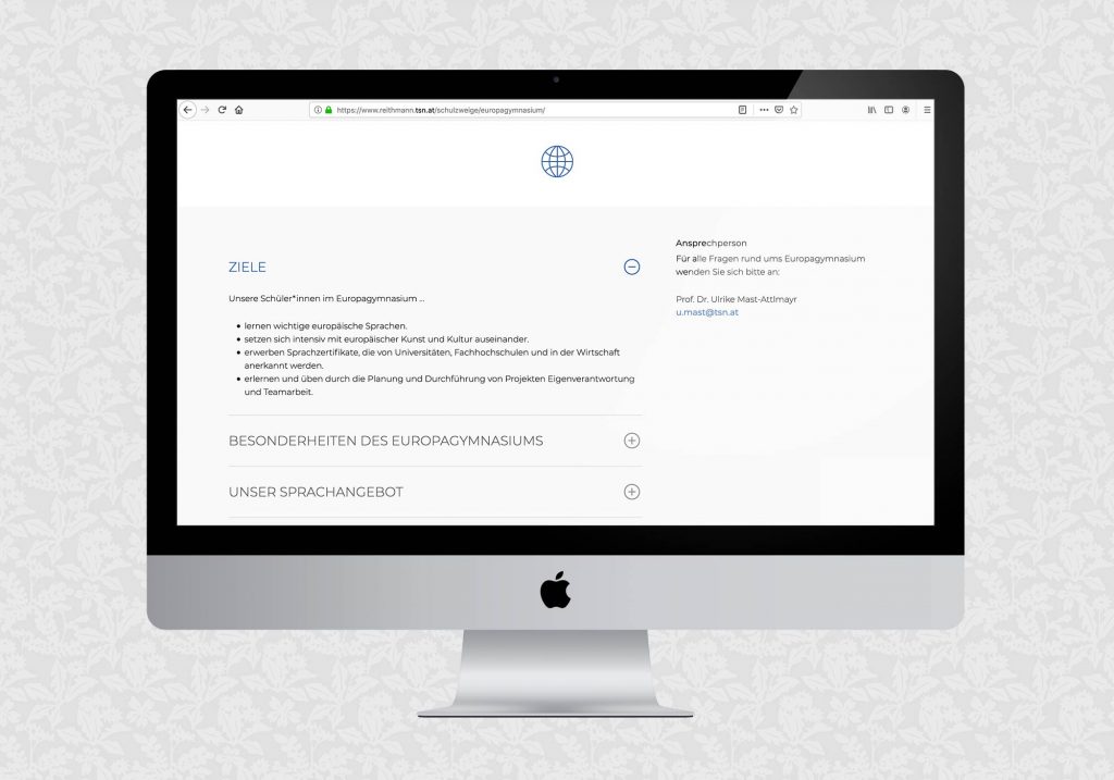 Website für das Reithmanngymnasium | © fein fein