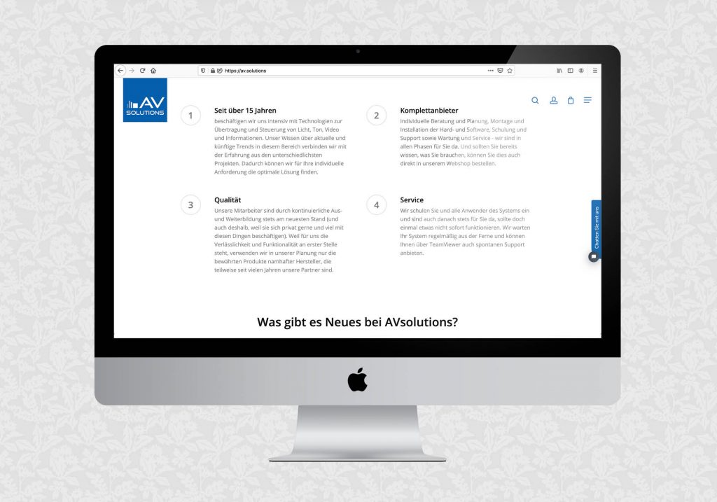 Website für AVsolutions | © fein fein