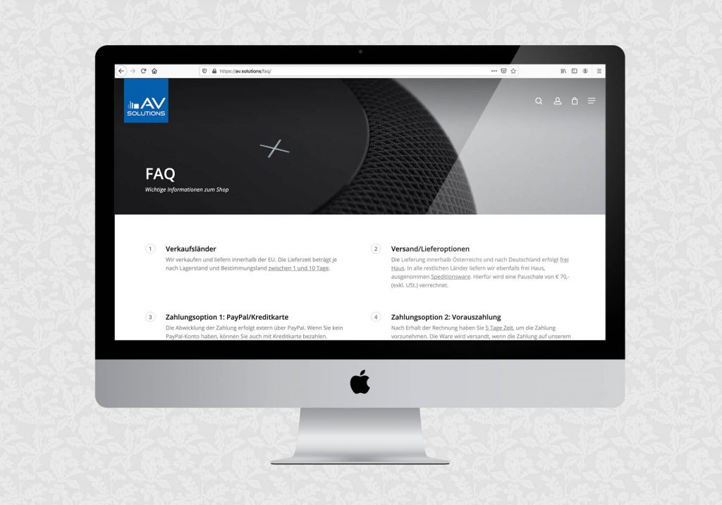 Website für AVsolutions | © fein fein