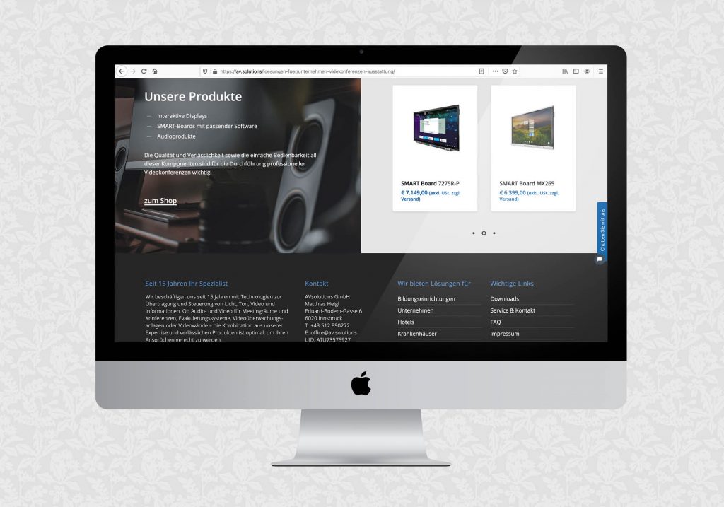 Website für AVsolutions | © fein fein