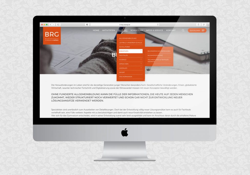 Website für das BRG Wörgl | © fein fein