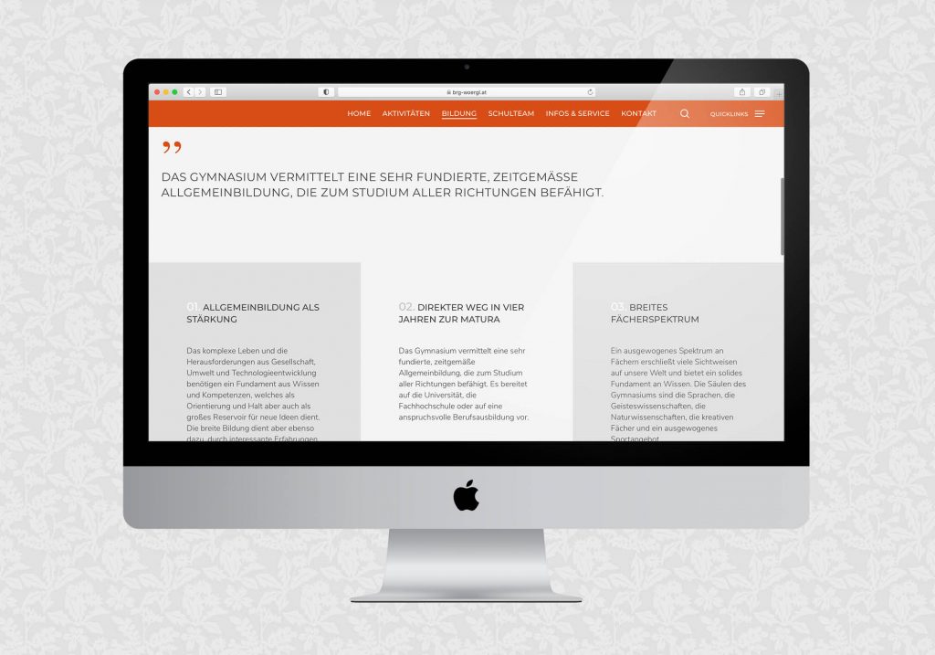 Website für das BRG Wörgl | © fein fein