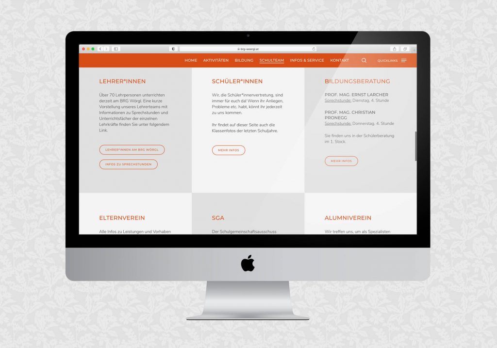 Website für das BRG Wörgl | © fein fein