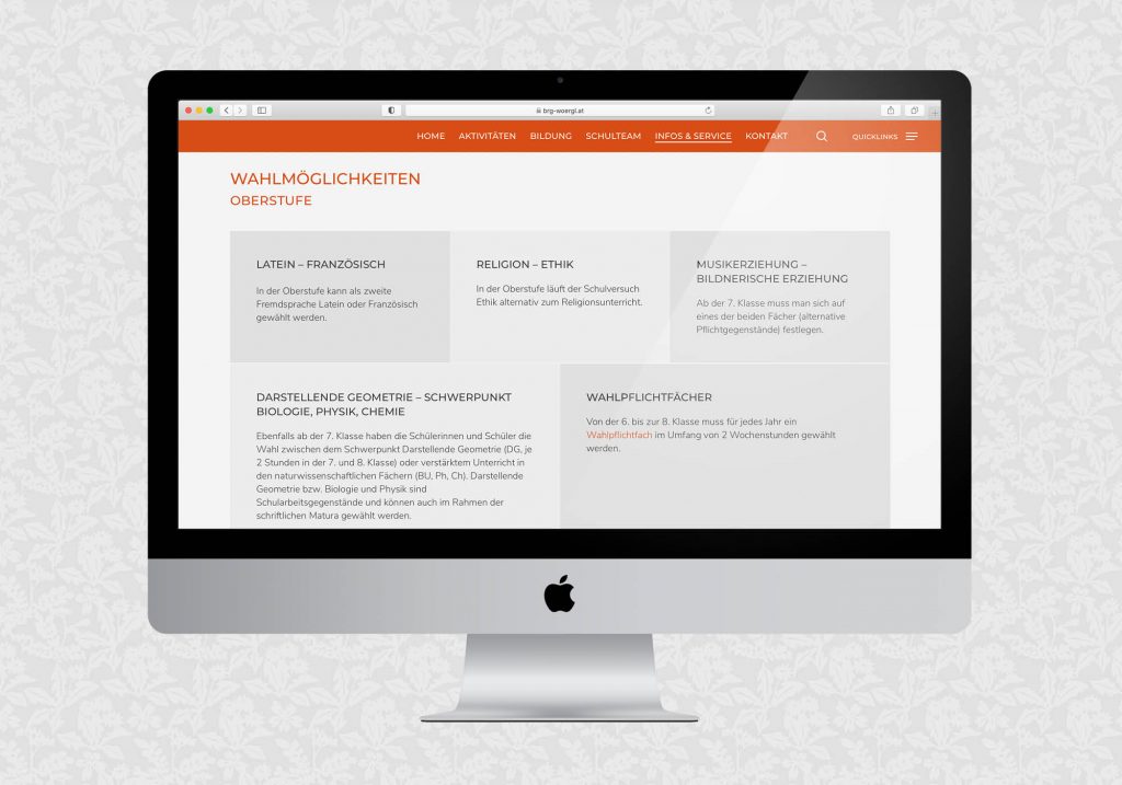 Website für das BRG Wörgl | © fein fein