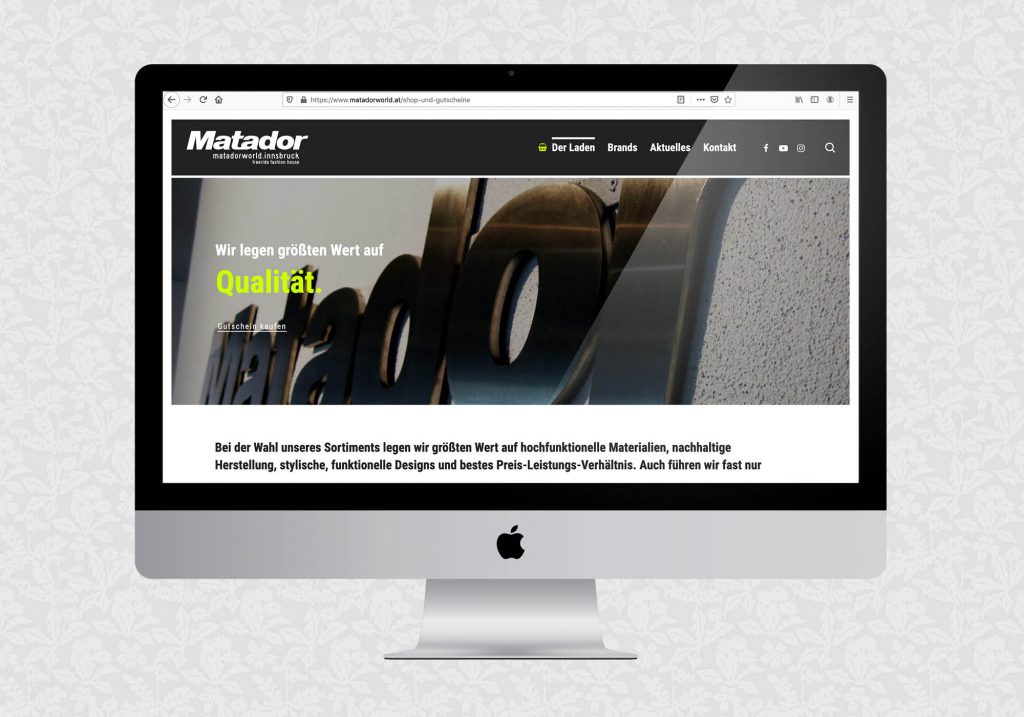 Website für matadorworld.innsbruck | © fein fein