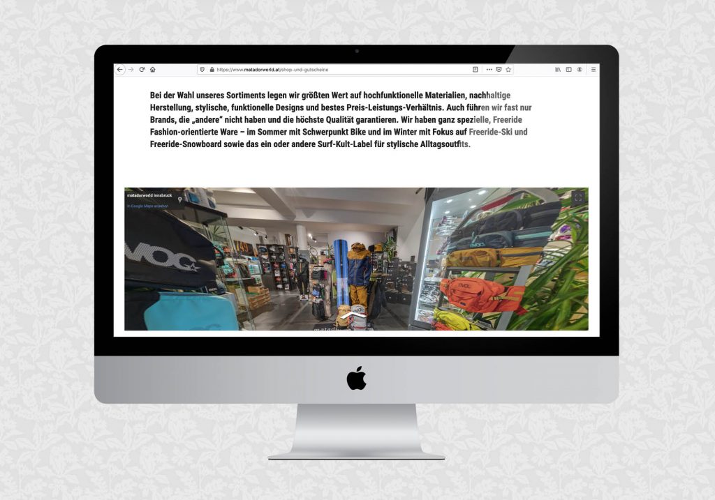 Website für matadorworld.innsbruck | © fein fein