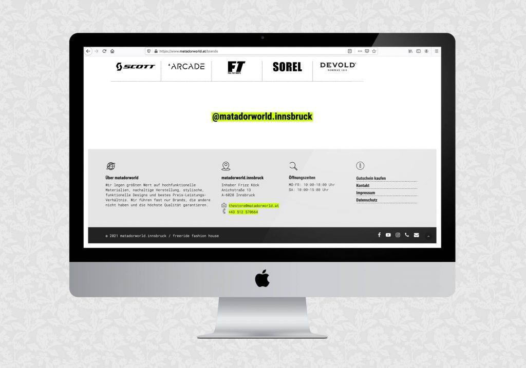 Website für matadorworld.innsbruck | © fein fein