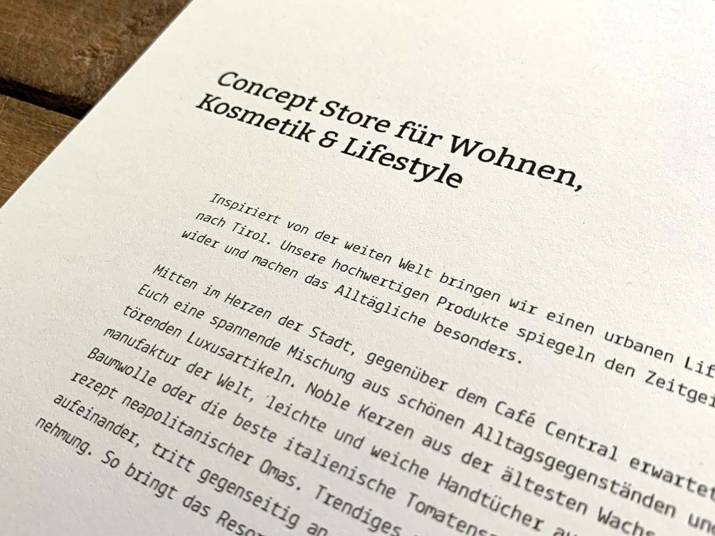 Schriftenkonzept für das Resort Innsbruck | © fein fein