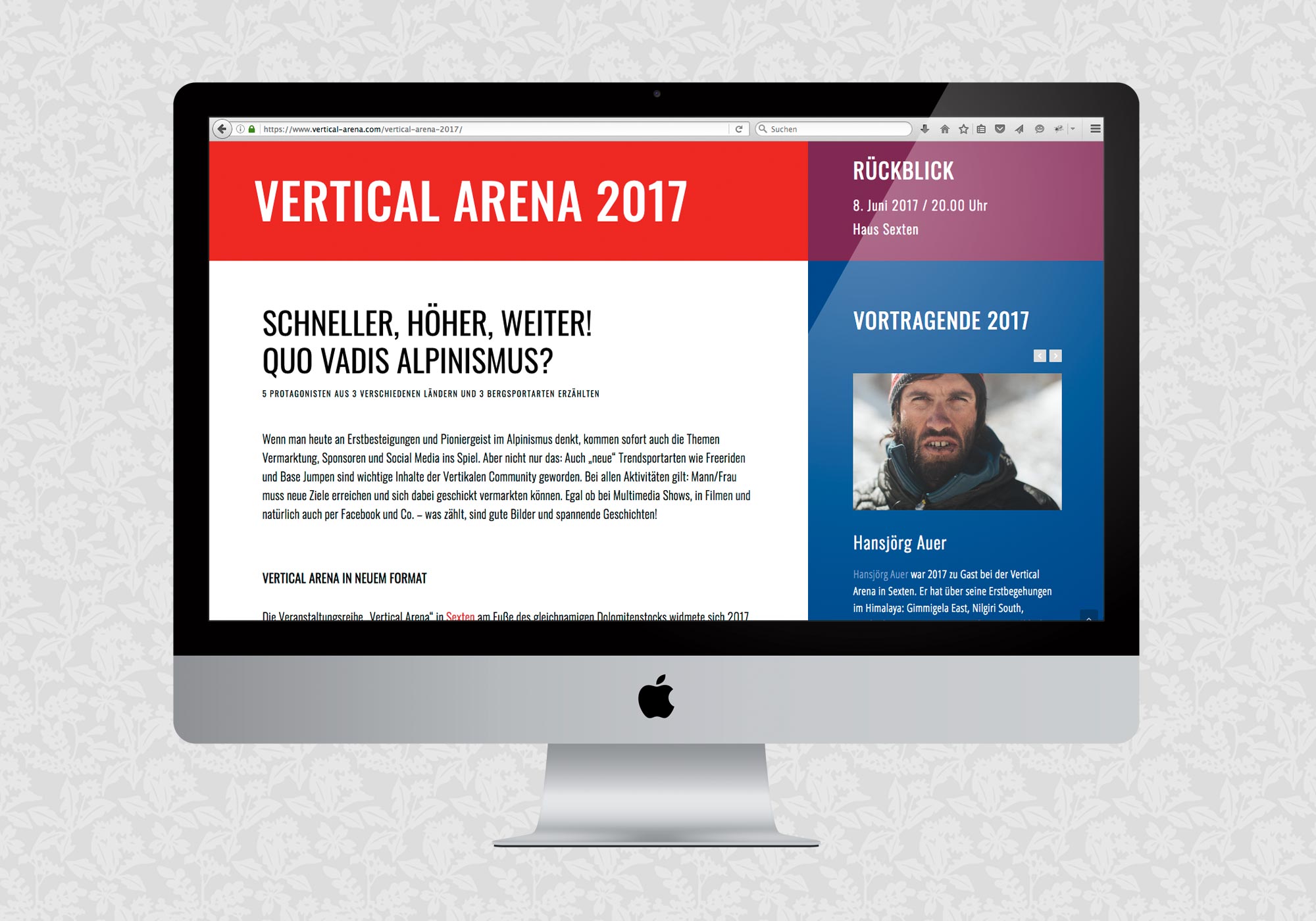 Website für die Vertical Arena | © fein fein