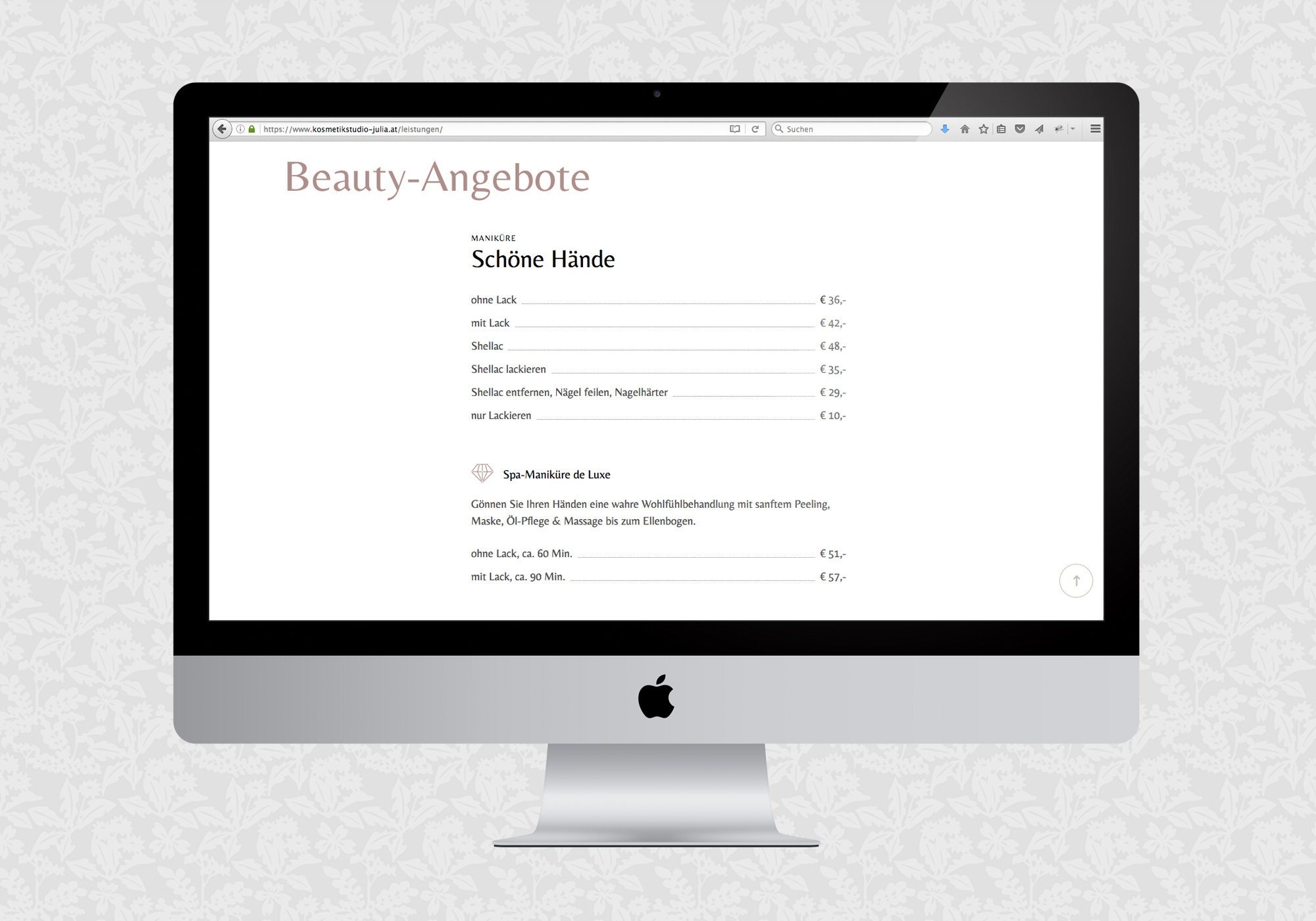 Website für das Kosmetikstudio Julia | © fein fein