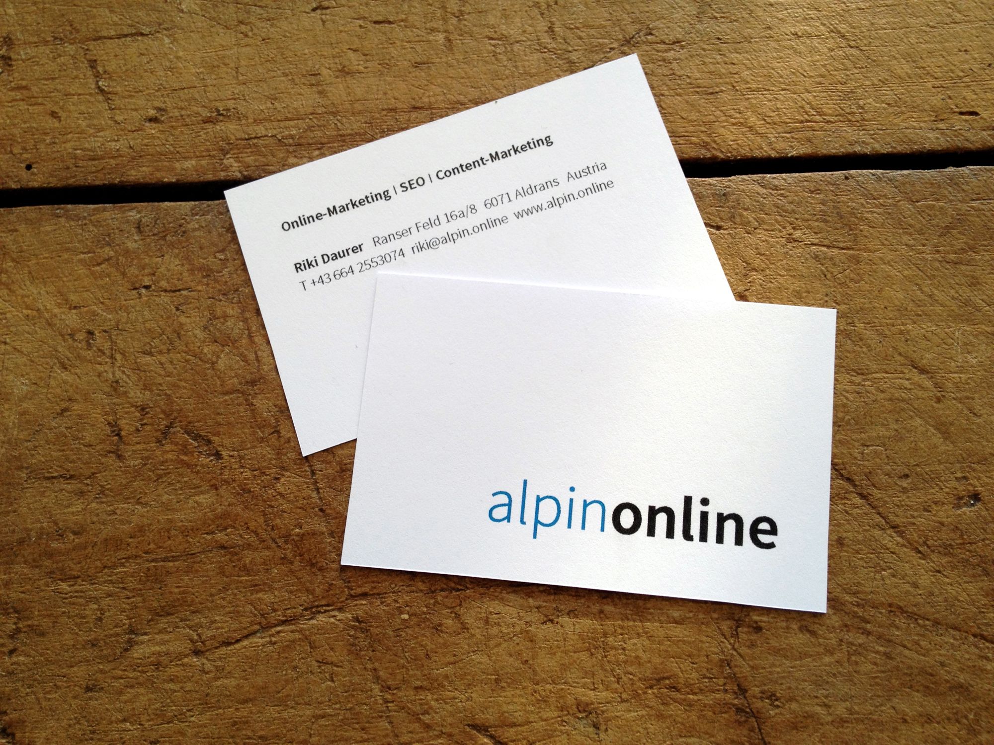 Logo und Geschäftsausstattung für alpinonline