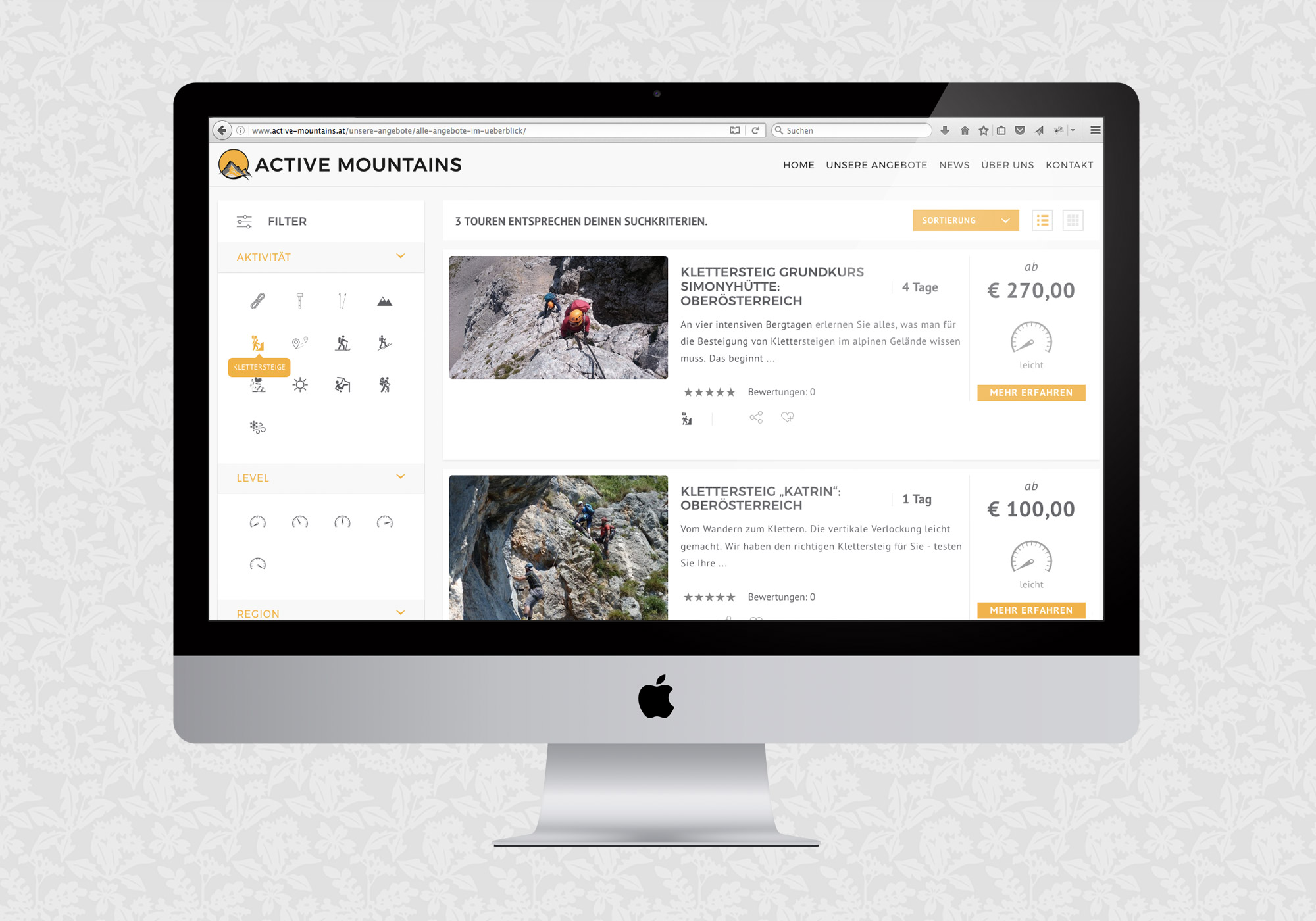 Website für Active Mountains Alpinschule