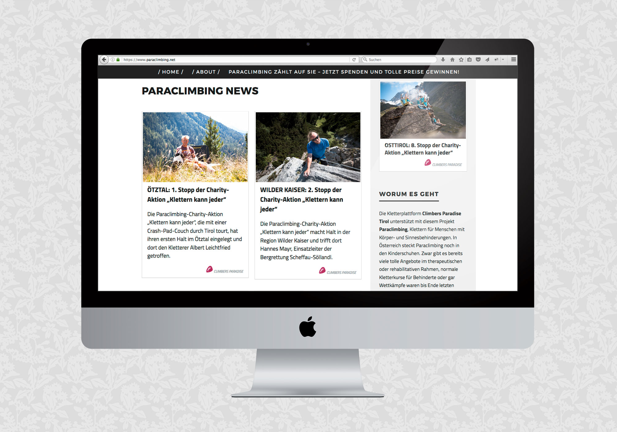 Landing Page und Blog für Paraclimbing | © fein fein