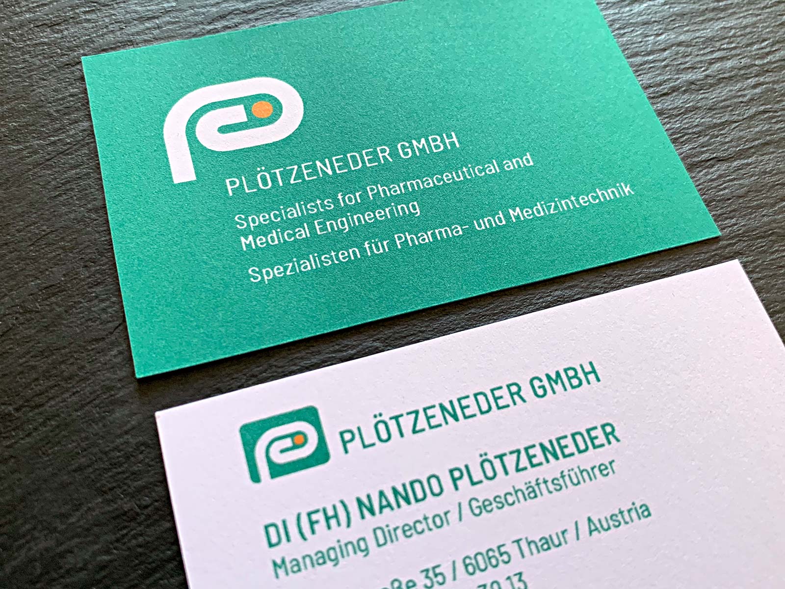 Visitenkarte für die Plötzeneder GmbH | © fein fein