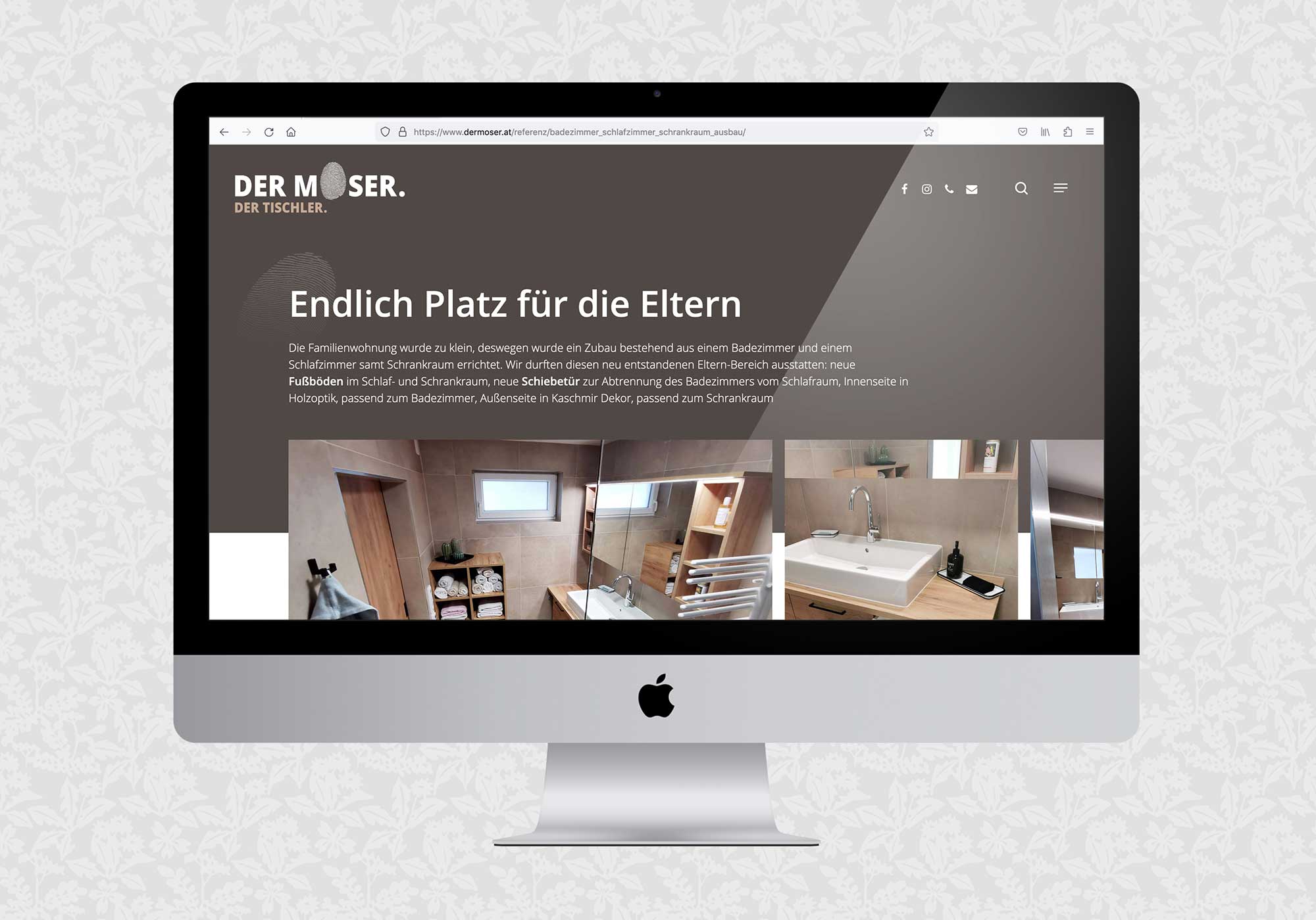 Website für Der Moser. Der Tischler. | © fein fein